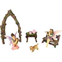 GlitZGlam Hermanas Hadas Musicales Juego de Miniaturas. Set de 7 Piezas en Miniatura de Accesorios para Jardines de…